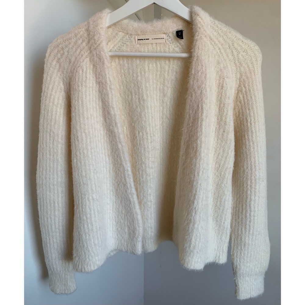 Sleeping on Snow • S • Fuzzy Open Cardigan Sweater Ivory